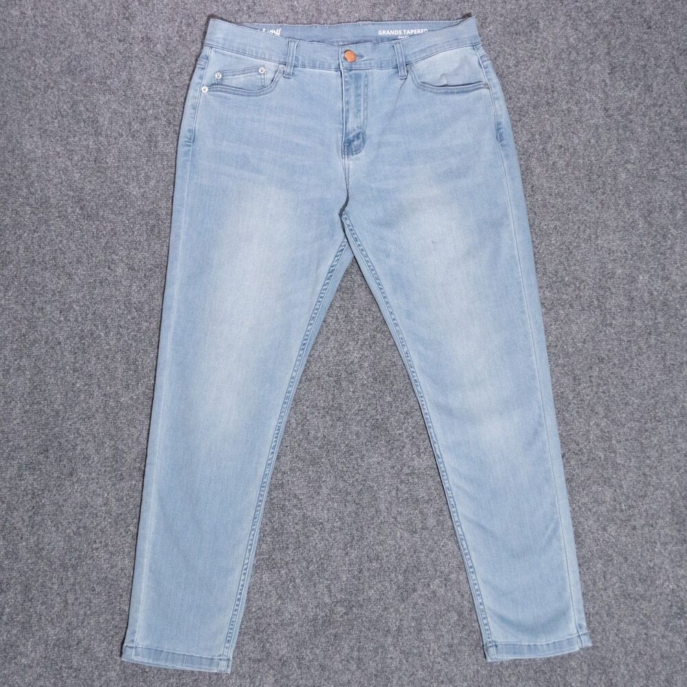 Mugsy Jeans Grands Tapered Men's 34x29 Light Wash Stretch Flex Denim Comfort